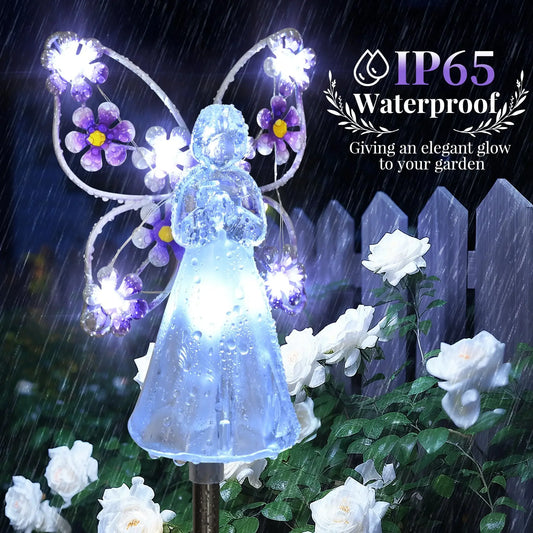 Solar Powered LED Angel Garden Stake – Outdoor Lighted Angel Decor – Waterproof Memorial & Yard Accent
