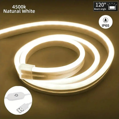 Silicone LED Neon Strip Light – White, Natural White, Flexible Waterproof (1m-5m)