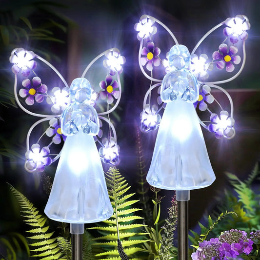 Solar Powered LED Angel Garden Stake – Outdoor Lighted Angel Decor – Waterproof Memorial & Yard Accent