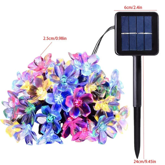 Solar Sakura String Lights, Outdoor Garden Decor