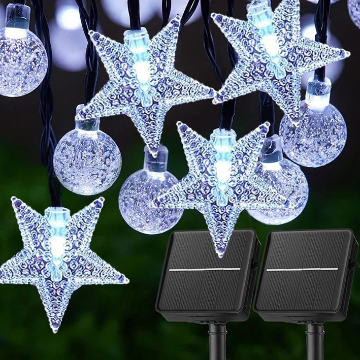 Solar Crystal Ball Star String Lights – Waterproof Outdoor Fairy Lights