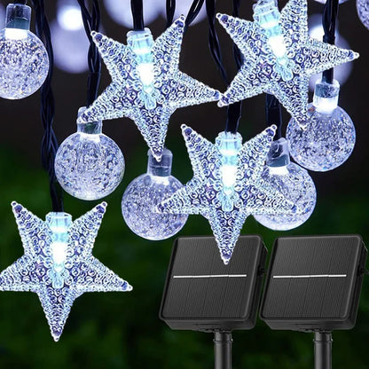 Solar Crystal Ball Star String Lights – Waterproof Outdoor Fairy Lights