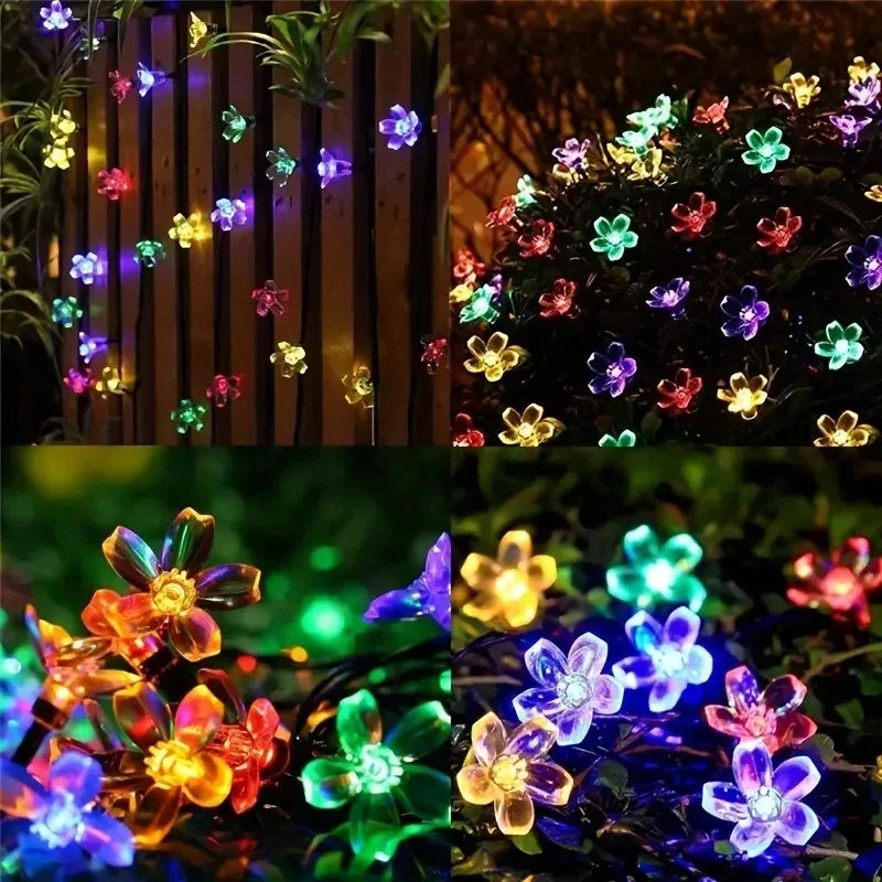 Solar Sakura String Lights, Outdoor Garden Decor