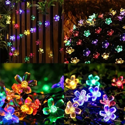 Solar Sakura String Lights, Outdoor Garden Decor