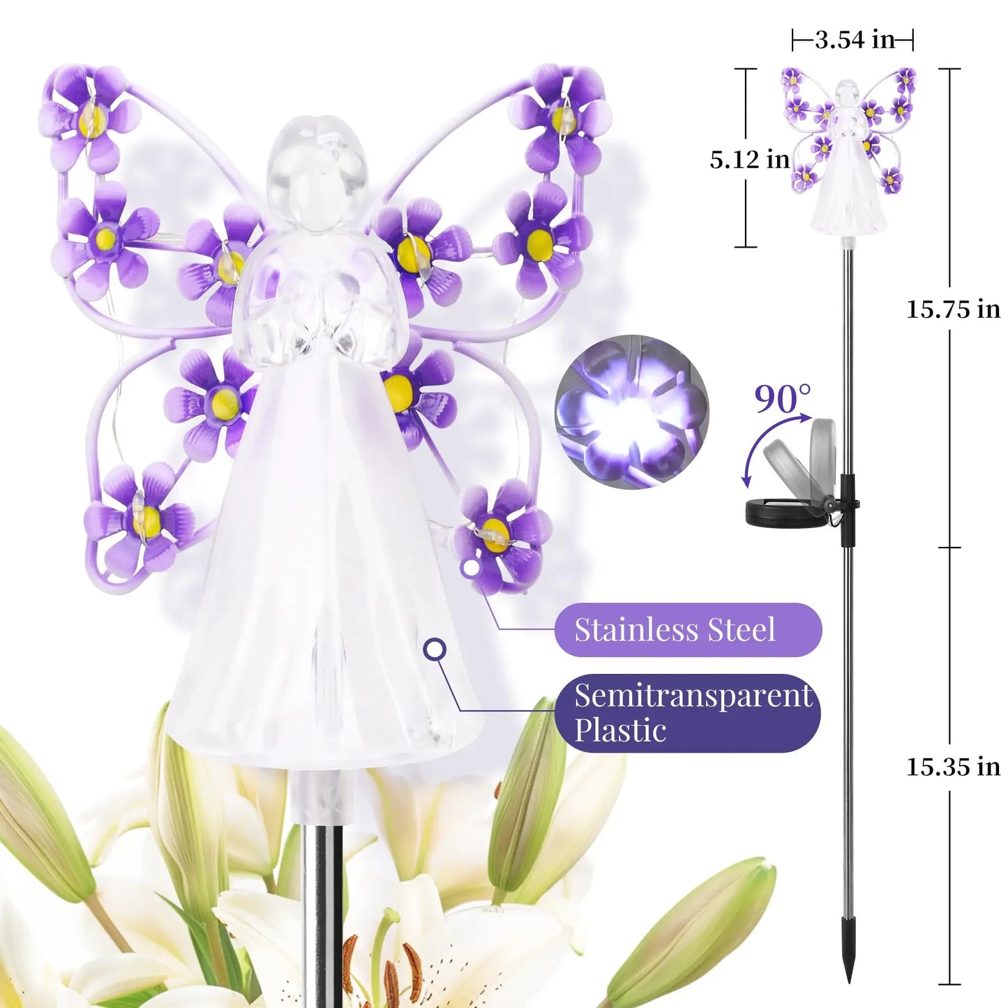 Solar Powered LED Angel Garden Stake – Outdoor Lighted Angel Decor – Waterproof Memorial & Yard Accent