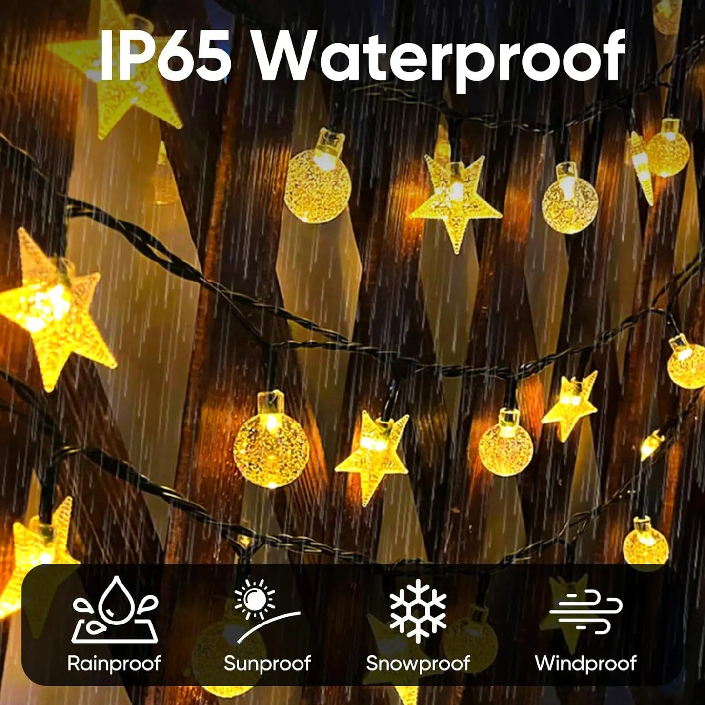 Solar Crystal Ball Star String Lights – Waterproof Outdoor Fairy Lights