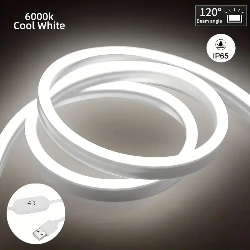 Silicone LED Neon Strip Light – White, Natural White, Flexible Waterproof (1m-5m)