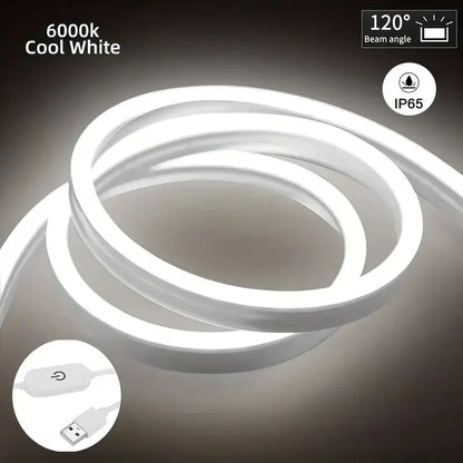 Silicone LED Neon Strip Light – White, Natural White, Flexible Waterproof (1m-5m)