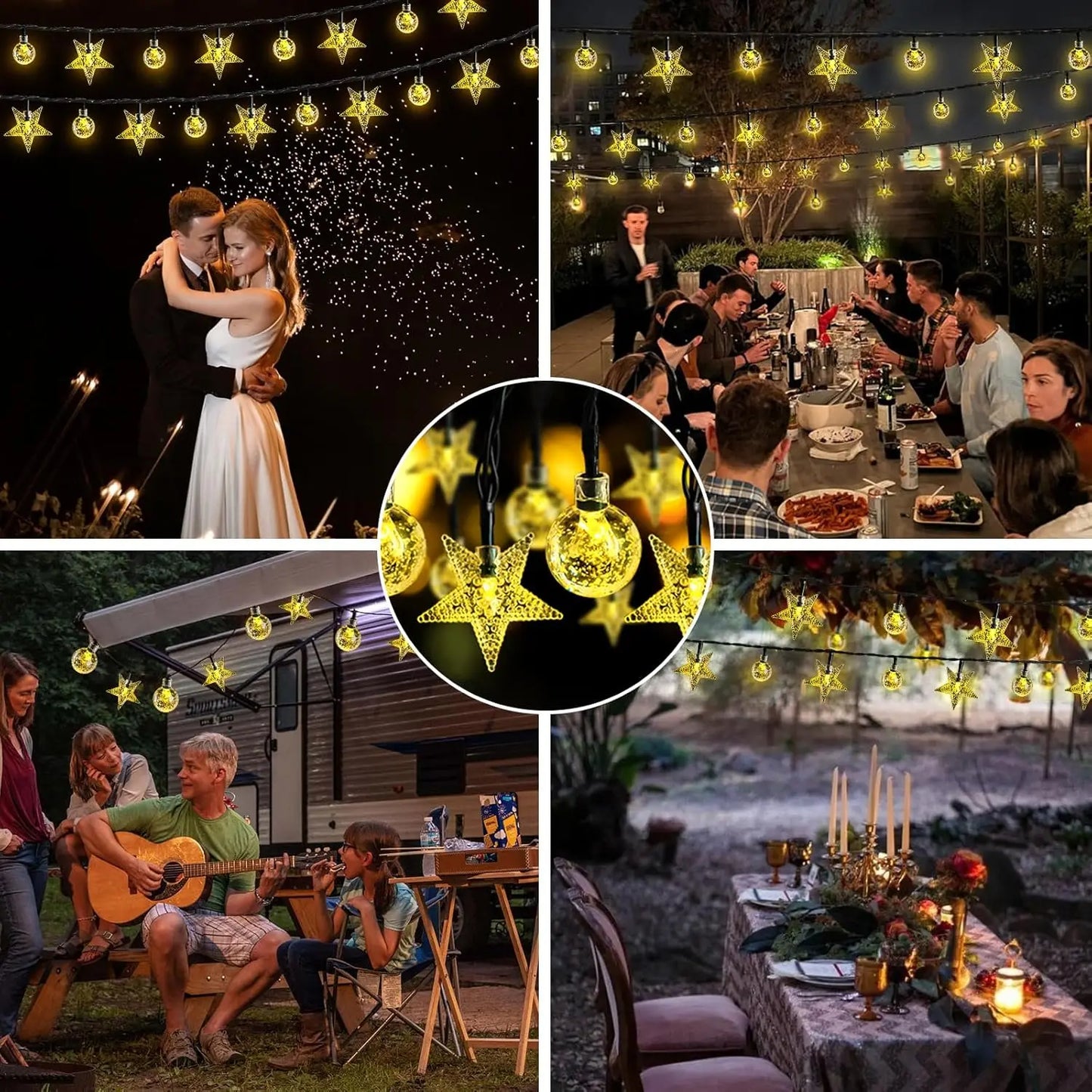 Solar Crystal Ball Star String Lights – Waterproof Outdoor Fairy Lights