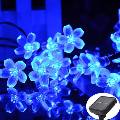 Solar Sakura String Lights, Outdoor Garden Decor