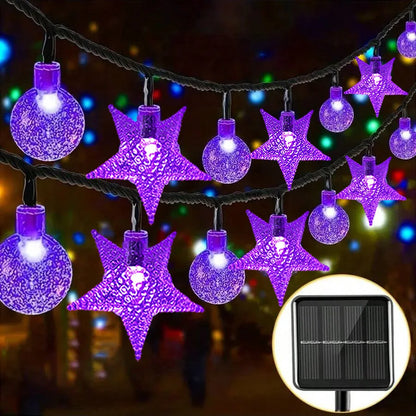 Solar Crystal Ball Star String Lights – Waterproof Outdoor Fairy Lights