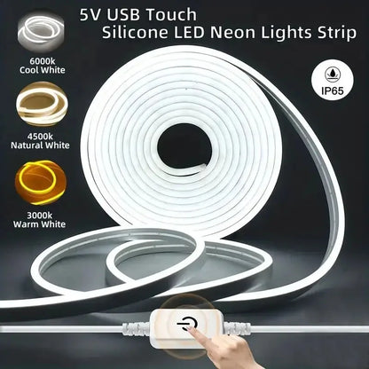 Silicone LED Neon Strip Light – White, Natural White, Flexible Waterproof (1m-5m)