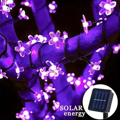 Solar Sakura String Lights, Outdoor Garden Decor