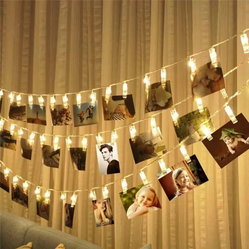 Photo Clip String Lights – Warm White or Multicolor, Memory Display